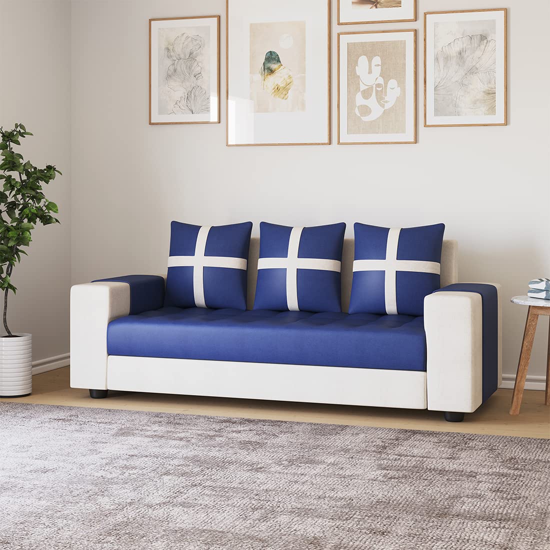 Torque India Jamestown 3 Seater Fabric Sofa for Living Room - TorqueIndia